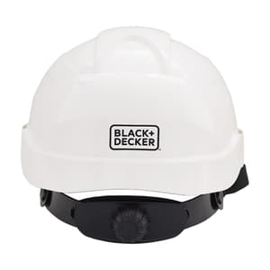 Black+Decker ABS Industrial Safety Helmet With Plastic Suspension & Ratchet Type Adjustment Without Ventilation Holes (White), BXHP0223IN