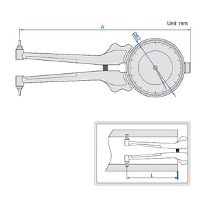 Insize 20 - 35 mm Internal Dial Caliper Gauge with Interchangeable Points, 2223-35