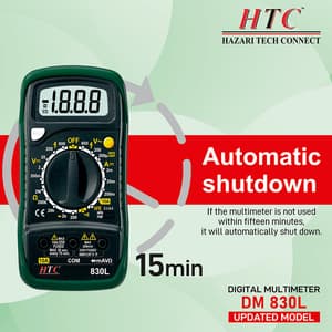 HTC 3-1/2 Digit / 1999 Count Digital Manual Multimeter With Backlight, DM-830L