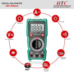 HTC 3-1/2 Digit / 2000 Count True RMS Digital Manual Multimeter, DM-830LN
