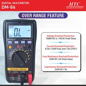 HTC 3-1/2 Digit / 1999 Count True RMS Auto Power Off Digital Multimeter With Backlight, DM-86