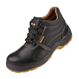 Hillson High Ankle Dual Density Synthetic Leather Workout Safety Shoes - Steel Toe (Black)