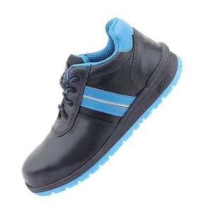 Hillson Dual Density TFP Sole Synthetic Leather Swag Safety Shoes - Steel Toe (Black & Blue), Swag-1901