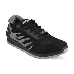 Hillson Dual Density TFP Sole Synthetic Leather Swag Safety Shoes - Steel Toe (Black & Grey), Swag-1907