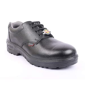 Hillson ISI Marked Single Density Black Split Leather Base Safety Shoes - Steel Toe (Black)