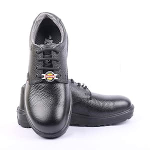 Hillson ISI Marked Single Density Black Split Leather Base Safety Shoes - Steel Toe (Black)