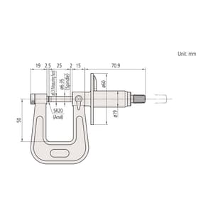 Mitutoyo 0 - 25 mm Sheet Metal Micrometer with Adjustable Anvil, 119-202