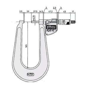 Mitutoyo 1 - 2 inch Digital Sheet Metal Micrometer (Type B), 389-362-30