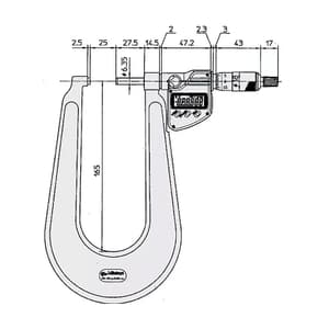 Mitutoyo 1 - 2 inch Digital Sheet Metal Micrometer (Type C), 389-372-30