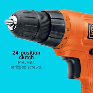 Black+Decker 20V / 10mm Cordless Drill Driver With 1x 1.5Ah Li-ion Battery & 30 Pcs Kit, LD120VA-IN
