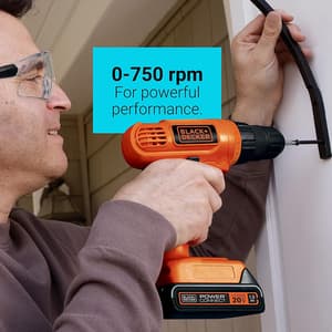 Black+Decker 20V / 10mm Cordless Drill Driver With 1x 1.5Ah Li-ion Battery & 30 Pcs Kit, LD120VA-IN