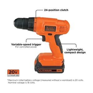 Black+Decker 20V Max Drill & 34 Pcs Home Tool kit, BDCD120VA-IN