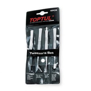 Toptul 4 Pcs Stainless Steel Tweezer Set, JGAA0401