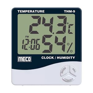 Meco Temperature & Humidity Meter For Indoor With Clock, THM-9