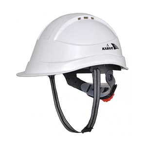 Karam ISI Marked Shelblast Safety Helmet With Plastic Cradle Peak & Ratchet Type Adjustment (Super White), PN542