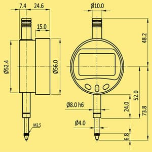 Baker 12.5 mm / 0.5 inch Value Line Plunger Type Digital Dial Gauge, V1P