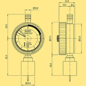 Baker 0 - 8 mm Tyre Tread Depth Gauge, TTG01