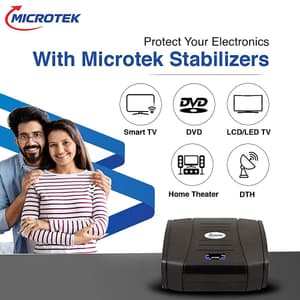 Microtek EMT 2090 90–300V Automatic Voltage Stabilizer for 65 inch LED TV + 1 DVD/DTH, 899-240-2090