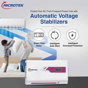 Microtek PEARL EM 4090 90-300V Automatic Voltage Stabilizer for Air Conditioners (A.C.) upto 1.5 Ton, 899-081-4090