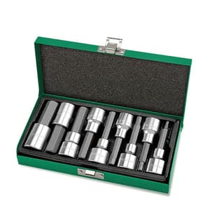 Toptul 9 Pcs 1/2 Inch Sq. Drive Long Hex Bit Socket Set, GAAD0905