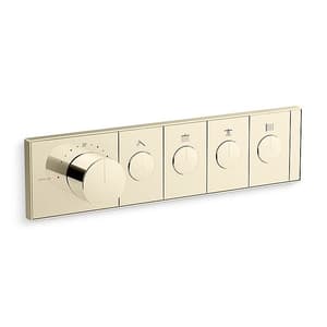 Kohler Anthem Recessed Thermostatic Mechanical 4 Outlet Trim In French Gold Finish, K-26348IN-9-AF