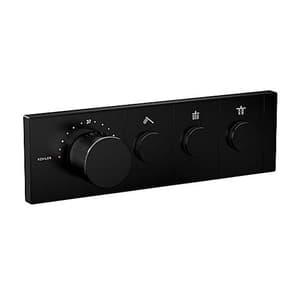 Kohler Anthem Recessed Thermostatic Mechanical 3 Outlet Trim In Matte Black Finish, K-26347IN-9-BL