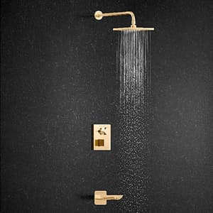 Kohler Autosense 235+ Geometric Thermostatic Recessed Bath & Shower Square Trim In French Gold Finish, K-20742IN-9FP-AF