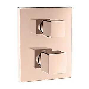 Kohler Autosense 235+ Geometric Thermostatic Recessed Bath & Shower Square Trim In Rose Gold Finish, K-20742IN-9FP-RGD