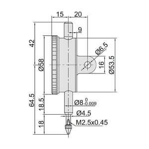 Insize 0 - 0.5 mm One Revolution Dial Indicator with Lug Back, 2316-05