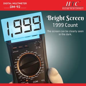 HTC 3-1/2 Digit / 1999 Count Digital Manual Multimeter With Auto Power Off, DM-92
