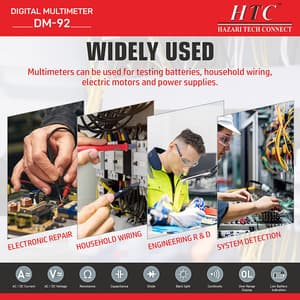 HTC 3-1/2 Digit / 1999 Count Digital Manual Multimeter With Auto Power Off, DM-92