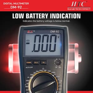 HTC 3-1/2 Digit / 1999 Count Digital Manual Multimeter With Auto Power Off, DM-92