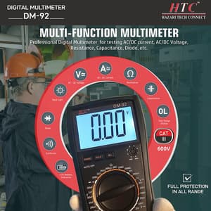 HTC 3-1/2 Digit / 1999 Count Digital Manual Multimeter With Auto Power Off, DM-92