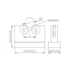 Crystal 100 x 60 x 97 mm Roller Bearing 'V' Blocks (Pack of 2 Pcs), AA-3710