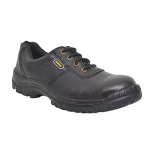 Hillson ISI Marked Single Density Buff Leather Jaguar Safety Shoes - Steel Toe (Black)