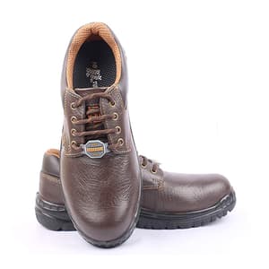 Hillson ISI Marked Single Density Grain Leather Argo Safety Shoes - Steel Toe (Brown & Black)
