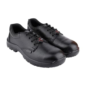 Alko Plus Low Ankle Buff Leather Safety Shoe with PU Single Density Sole - Steel Toe (Black), APS 1151