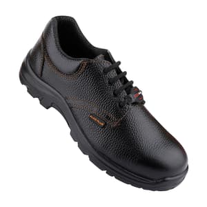 Alko Plus Low Ankle Buff Leather Safety Shoe with PU Single Density Sole - Steel Toe (Black), APS 1051