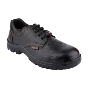 Alko Plus Low Ankle Buff Leather Safety Shoe with PU Single Density Sole - Steel Toe (Black), APS 1051