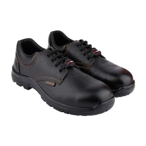 Alko Plus Low Ankle Buff Leather Safety Shoe with PU Single Density Sole - Steel Toe (Black), APS 1051