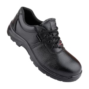 Alko Plus Low Ankle Buff Leather Safety Shoe with PU Single Density Sole - Steel Toe (Black), APS 1100
