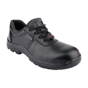 Alko Plus Low Ankle Buff Leather Safety Shoe with PU Single Density Sole - Steel Toe (Black), APS 1100
