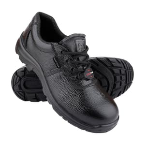 Alko Plus Low Ankle Buff Leather Safety Shoe with PU Single Density Sole - Steel Toe (Black), APS 1100