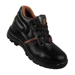 Alko Plus High Ankle Buff Leather Safety Shoe with PU Single Density Sole - Steel Toe (Black & Brown), APS 1188