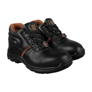 Alko Plus High Ankle Buff Leather Safety Shoe with PU Single Density Sole - Steel Toe (Black & Brown), APS 1188