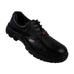 Alko Plus Low Ankle Buff Leather Safety Shoe with PU Single Density Sole - Steel Toe (Black), APS 1052