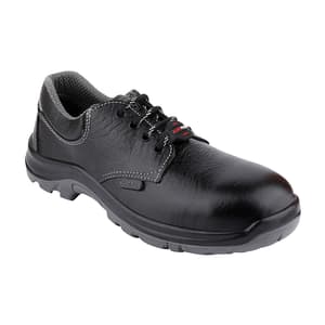 Alko Plus Low Ankle Buff Leather Safety Shoe with PU Double Density Sole - Steel Toe (Black), APS 2052