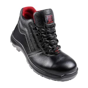 Alko Plus High Ankle Tango Leather Safety Shoe with PU Double Density Sole - Steel Toe (Black), APS 2151