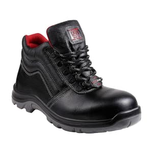 Alko Plus High Ankle Tango Leather Safety Shoe with PU Double Density Sole - Steel Toe (Black), APS 2151