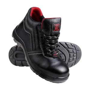 Alko Plus High Ankle Tango Leather Safety Shoe with PU Double Density Sole - Steel Toe (Black), APS 2151